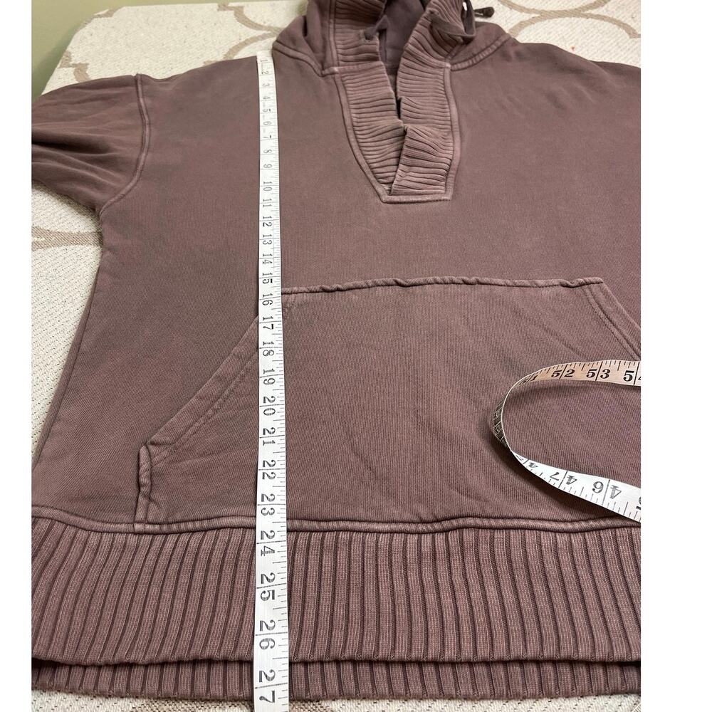 Aerie Down-To-Earth Henley Oversized Brown Hoodie, size XS - Picture 7 of 8